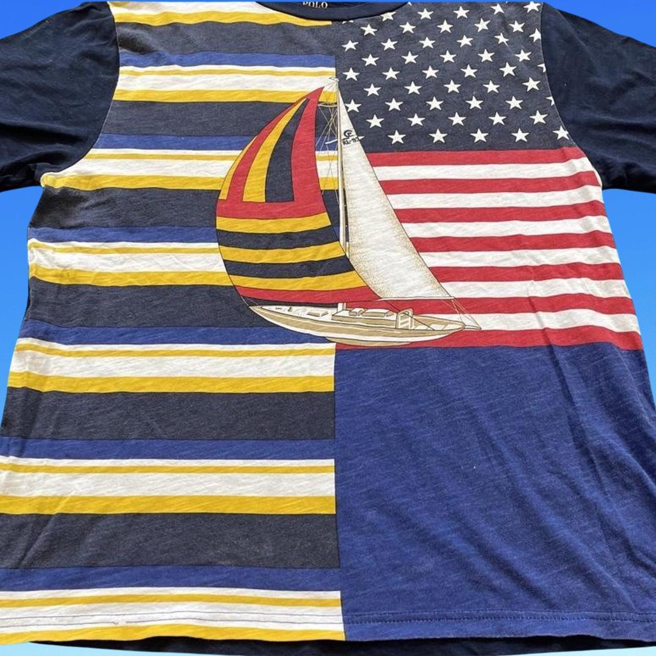 ◼️ Rare Polo Ralph Lauren Sailing Flags Colourblock T Shirt Sailing Nautical 90s Regatta Riviera