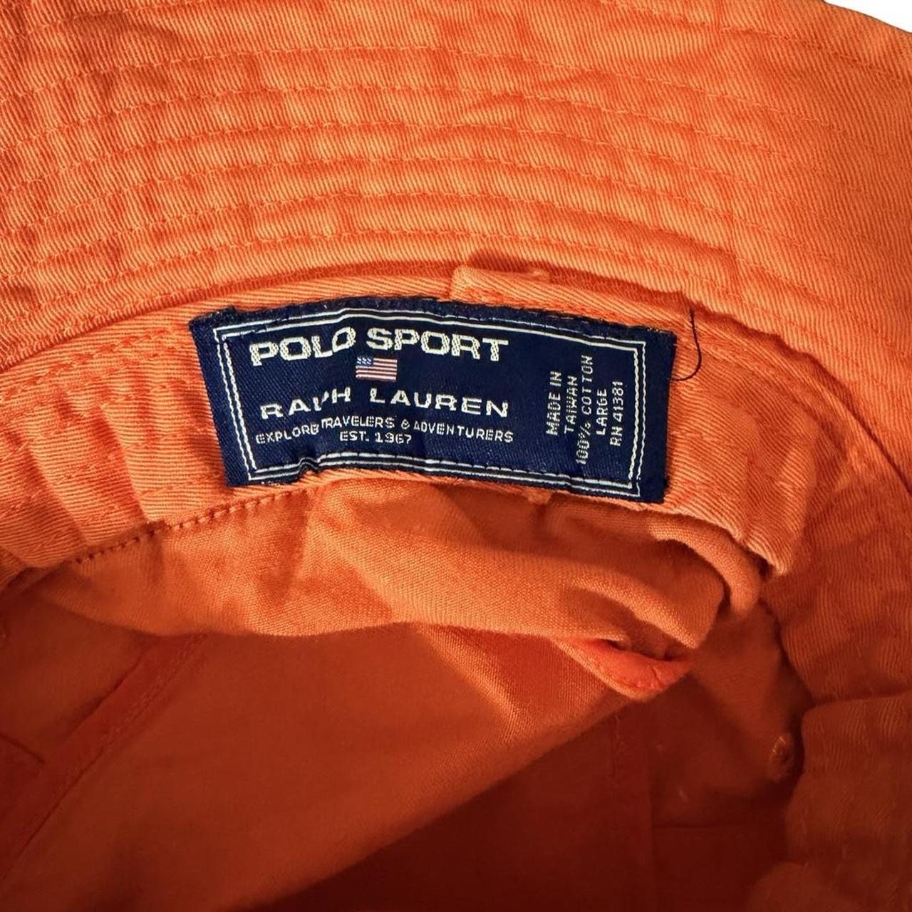 ◼️ Vintage Polo Sport Ralph Lauren Orange Spellout Bucket Hat