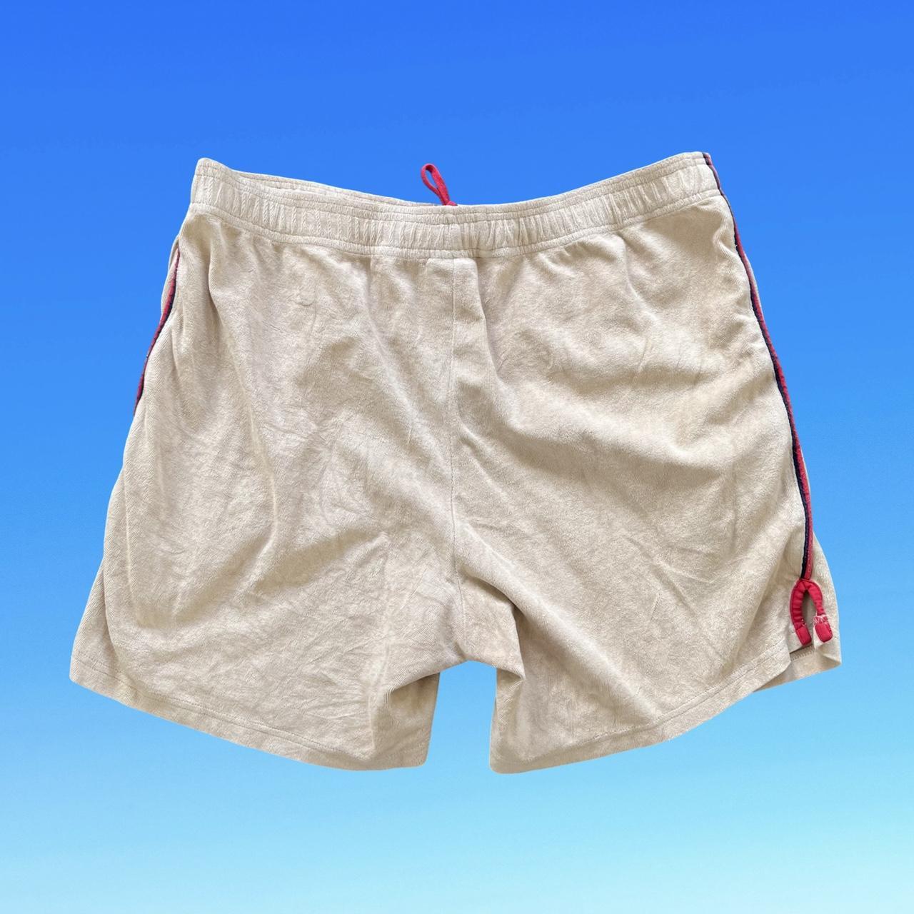 ◼️ Vintage Tommy Hilfiger Velour Shorts Cream With Red Stripe