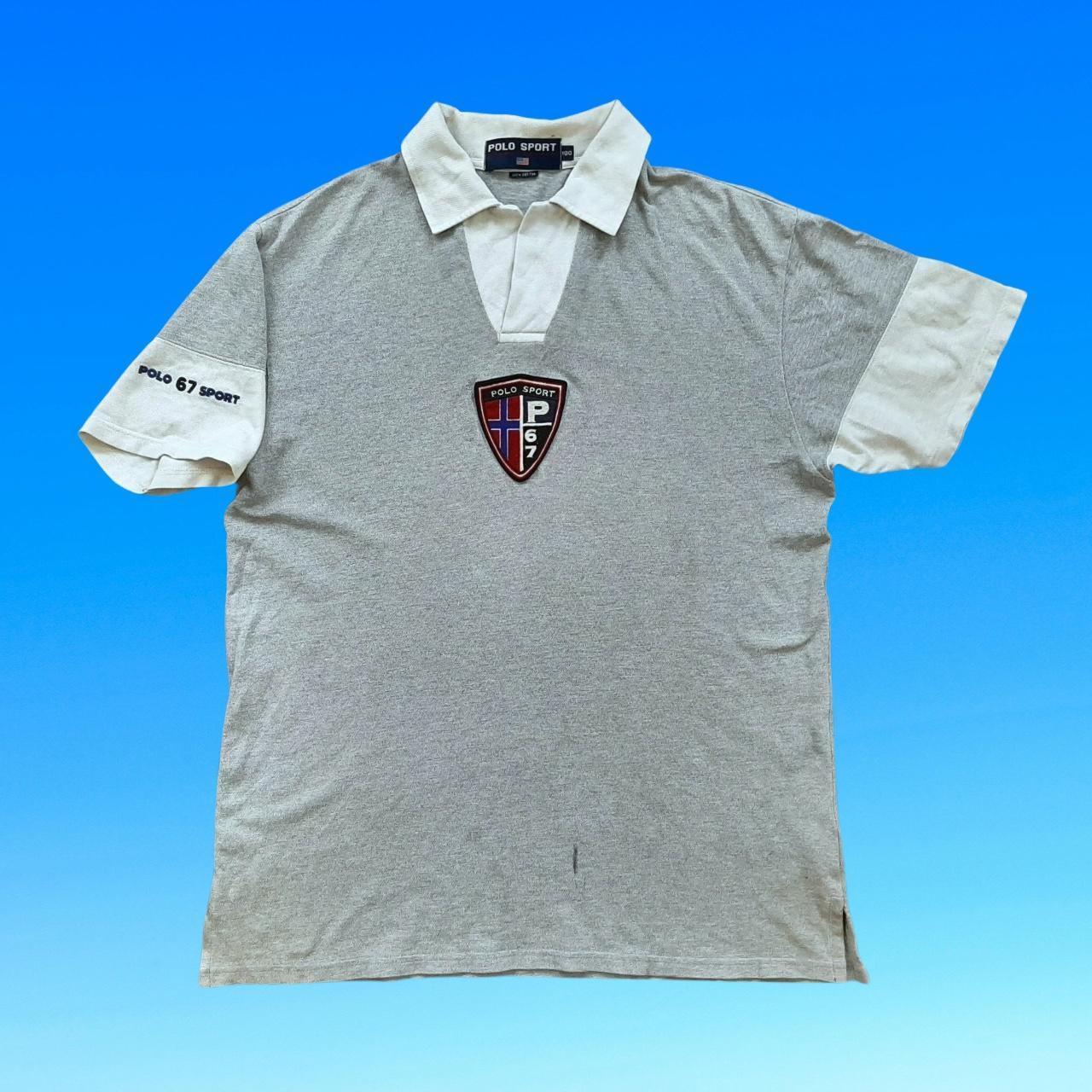 ◼️ Vintage Polo Sport Police Badge Ralph Lauren Polo Shirt Colourblock Spellout 90s