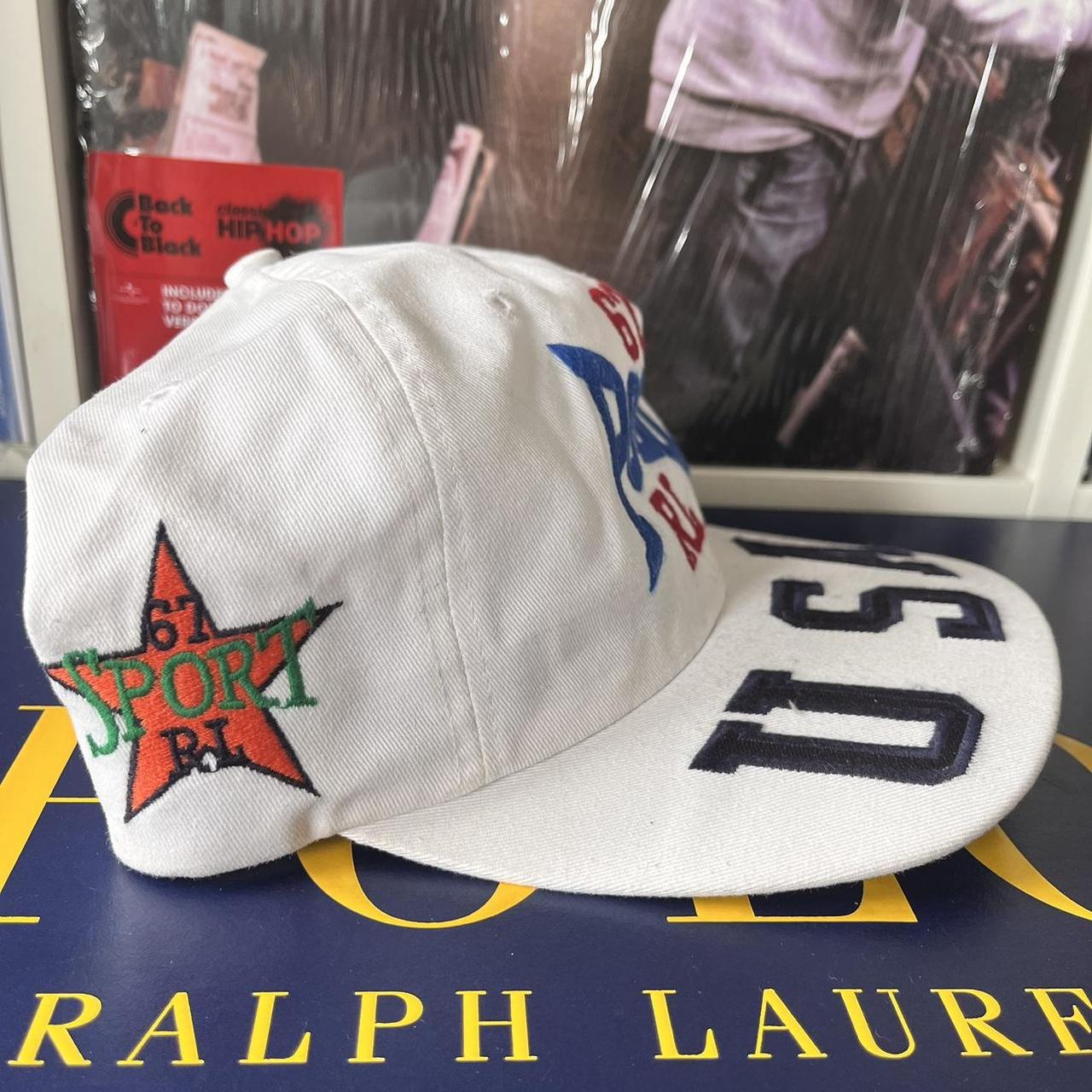 ◼️ Vintage Rare Polo Sport Ralph Lauren USA Spellout Peak Strapback Cap
