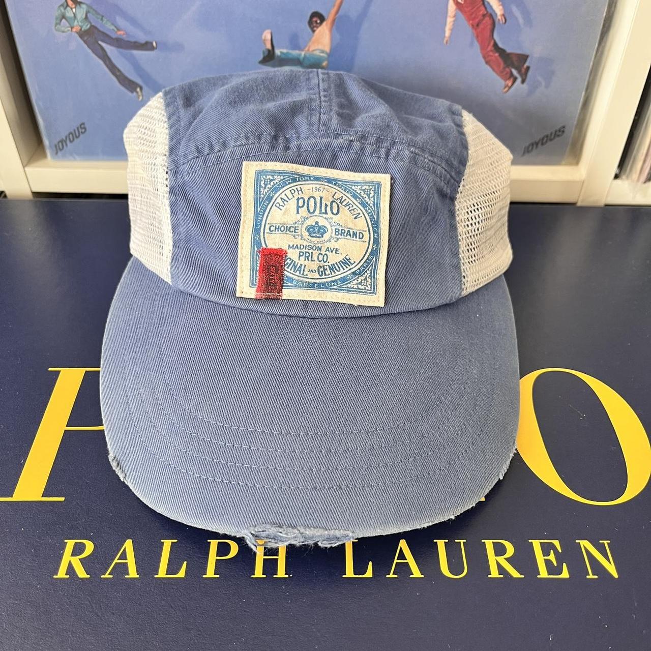 ◼️Vintage Polo Ralph Lauren Distressed Panel Mesh Long Bill Strap Back Cap