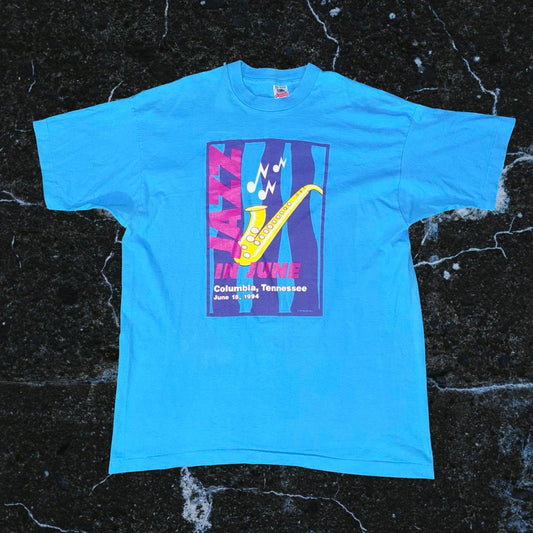 ◼️ Vintage Fruit Of The Loom Jazz In June Festival 1994 Columbia TennesseeT Shirt