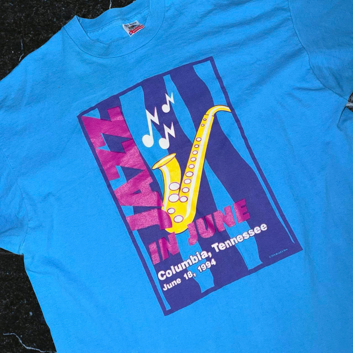 ◼️ Vintage Fruit Of The Loom Jazz In June Festival 1994 Columbia TennesseeT Shirt