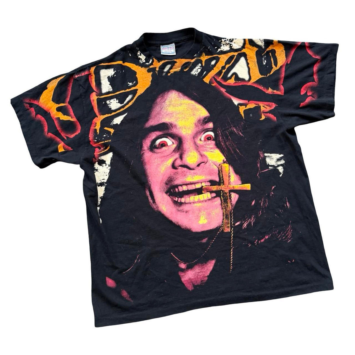 ◼️ Vintage Rare Ozzy Osbourne Mosquitohead Rock Band Music T Shirt Tee AOP Black Sabbath
