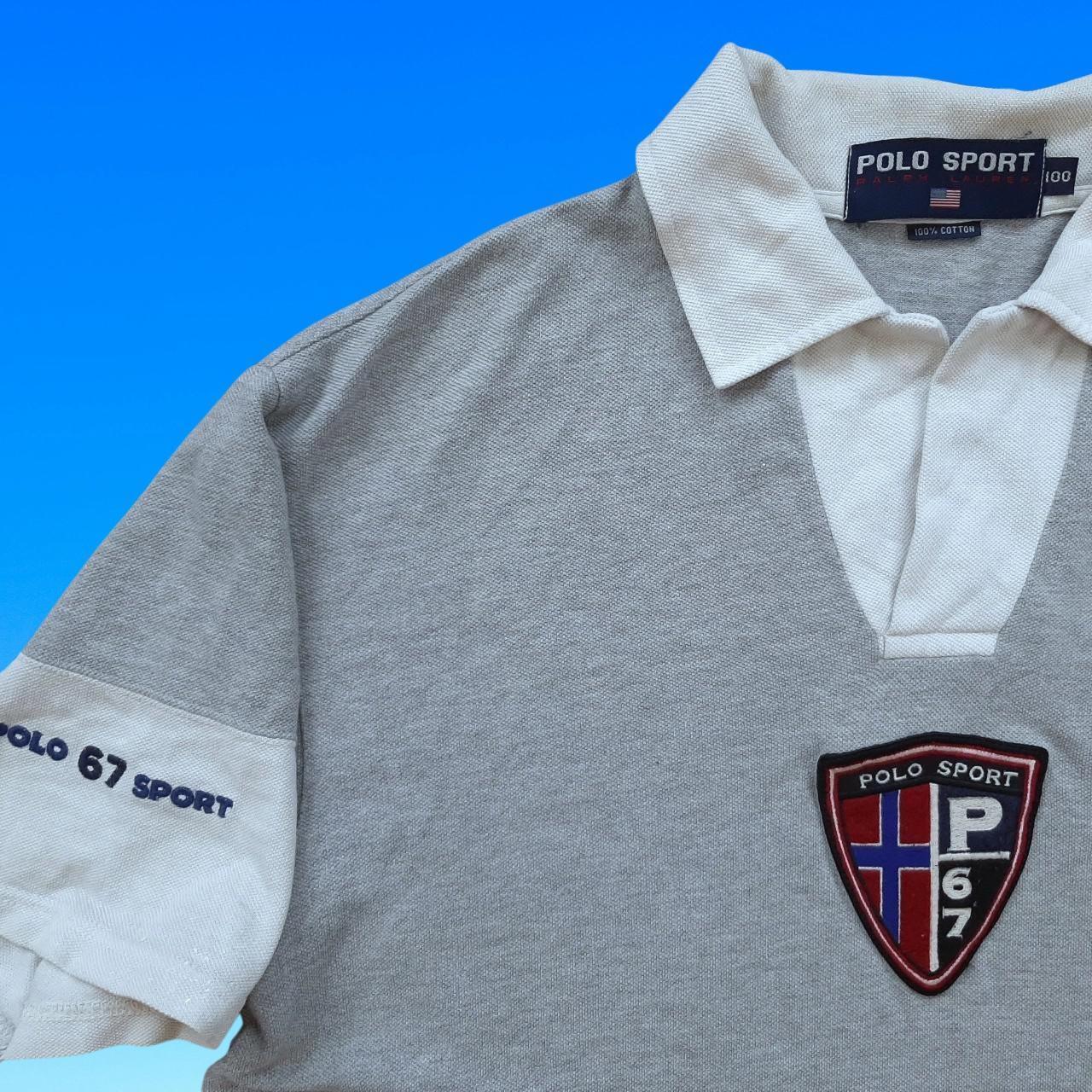 ◼️ Vintage Polo Sport Police Badge Ralph Lauren Polo Shirt Colourblock Spellout 90s