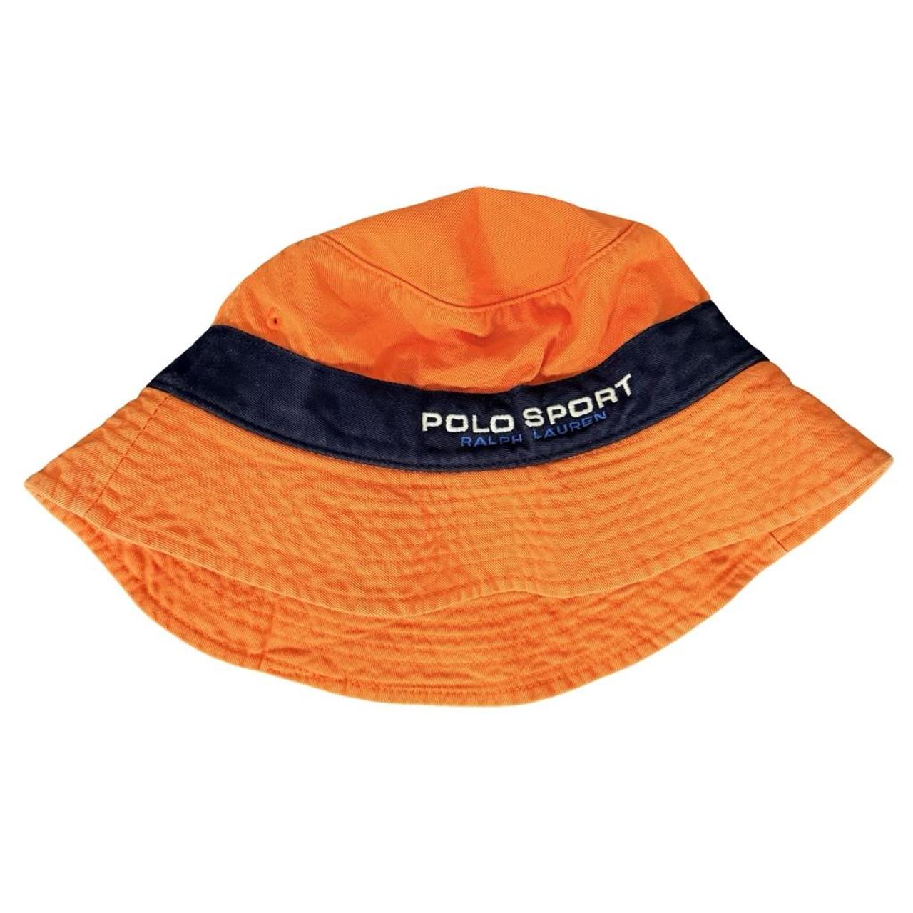 ◼️ Vintage Polo Sport Ralph Lauren Orange Spellout Bucket Hat
