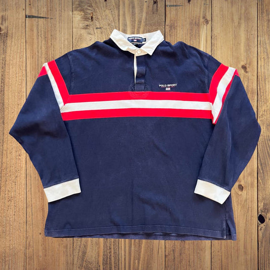 ◼️ Polo Sport Ralph Lauren Striped Spellout Long Sleeve Polo Shirt