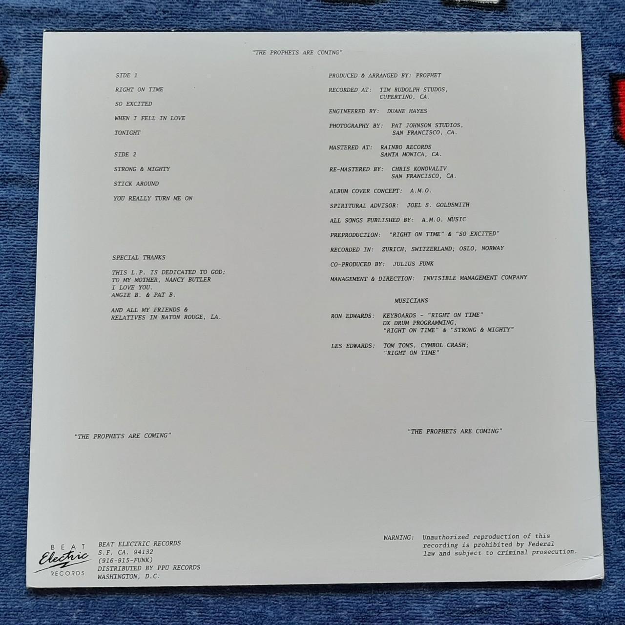 ◼️ Prophet - Right On Time Vinyl LP Record Rare Remastered