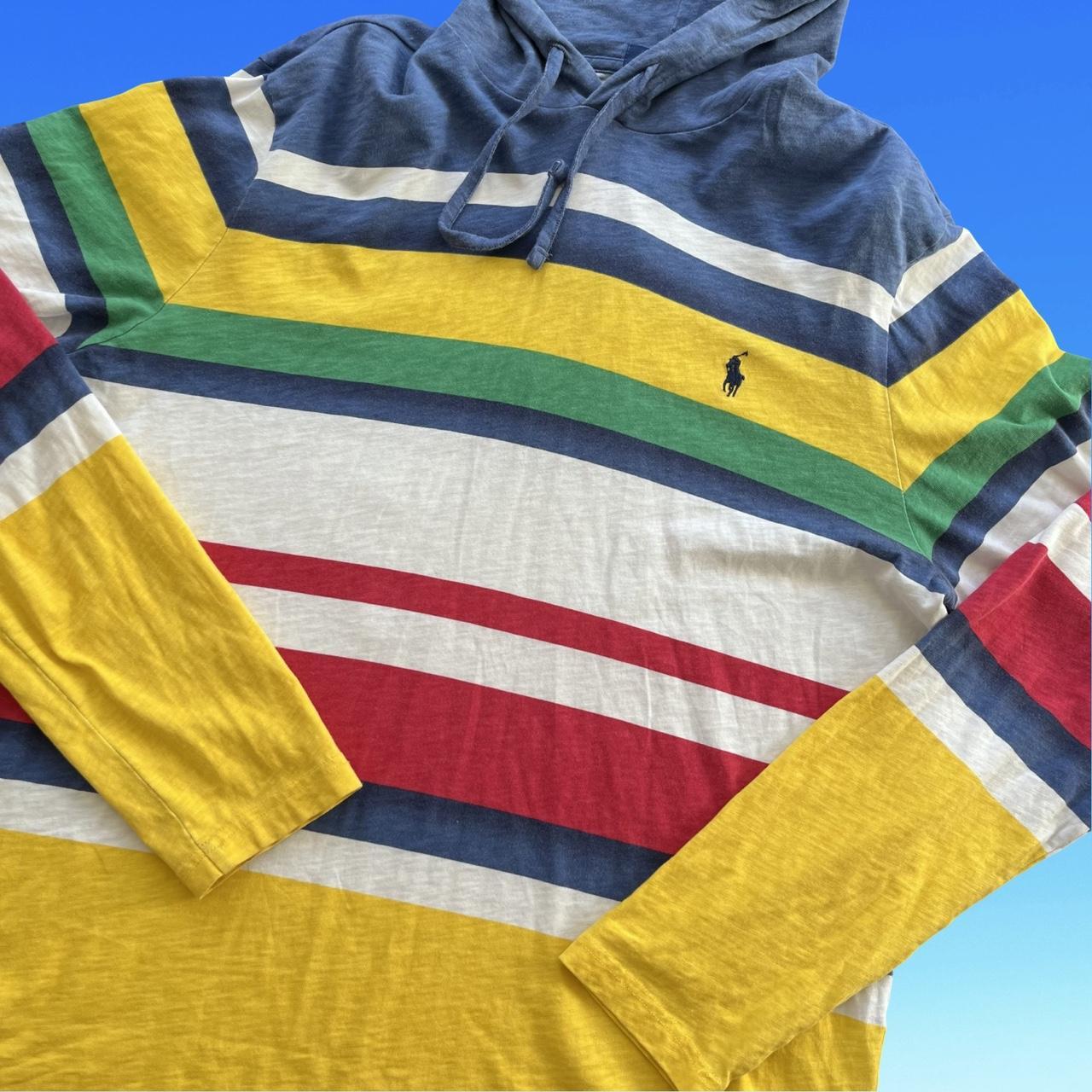 ◼️ Vintage Polo Ralph Lauren Striped Hoodie T Shirt