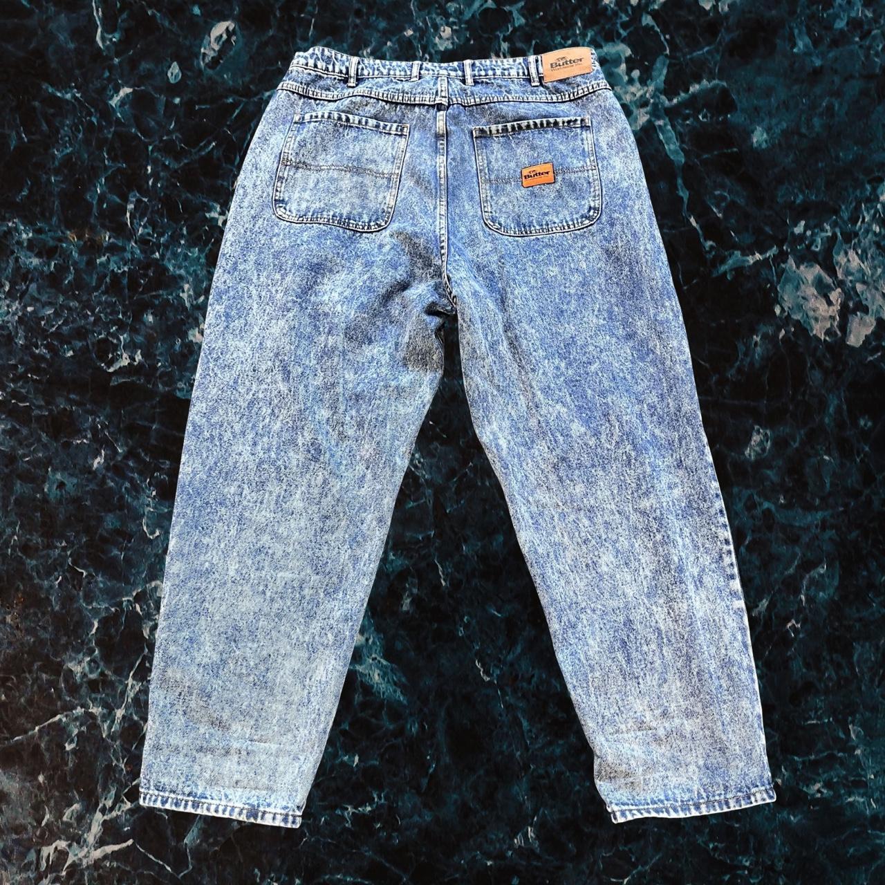 ◼️ Buttergoods Acid-wash Dark Stonewashed Baggy ‘Baggiest’ Jeans Lightweight Cotton Denim