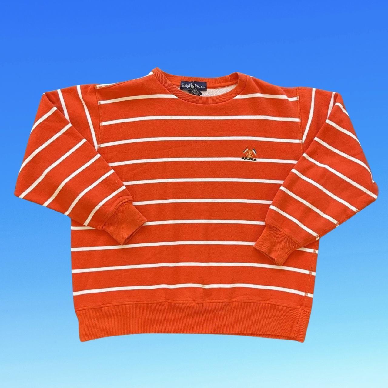 ◼️ Vintage Polo Ralph Lauren Classic Cross Flag Logo Stripe Sweater Sweatshirt Jumper