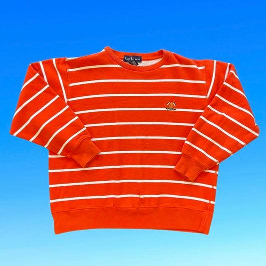 ◼️ Vintage Polo Ralph Lauren Classic Cross Flag Logo Stripe Sweater Sweatshirt Jumper