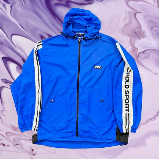 ◼️ Vintage Polo Sport Ralph Lauren Spellout Windbreaker Hooded Jacket 90s