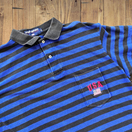 ◼️ Vintage Polo Sport Ralph Lauren USA Stripe Polo Shirt
