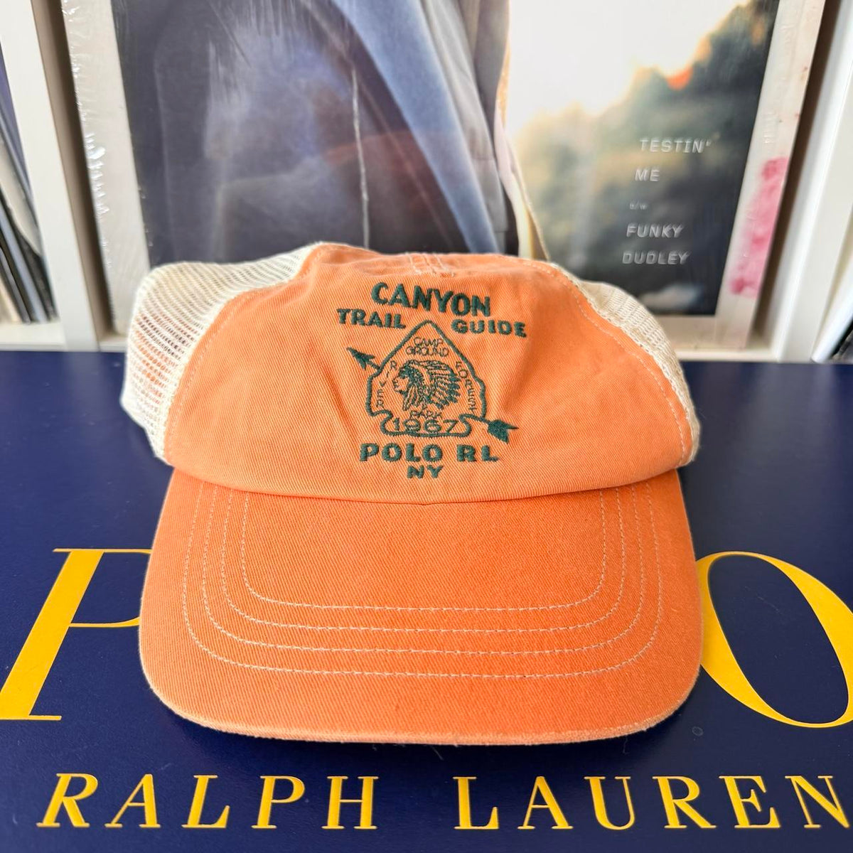 ◼️ Vintage Polo Ralph Lauren Native American Chief Canyon Trail Guide Trucker Mesh Strap Back Cap