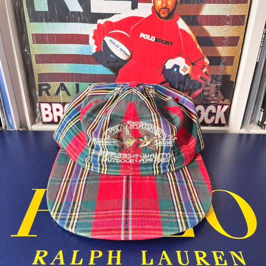◼️ Vintage OG Polo Sportsman Ralph Lauren Spellout Tartan Checkered Fitted Cap