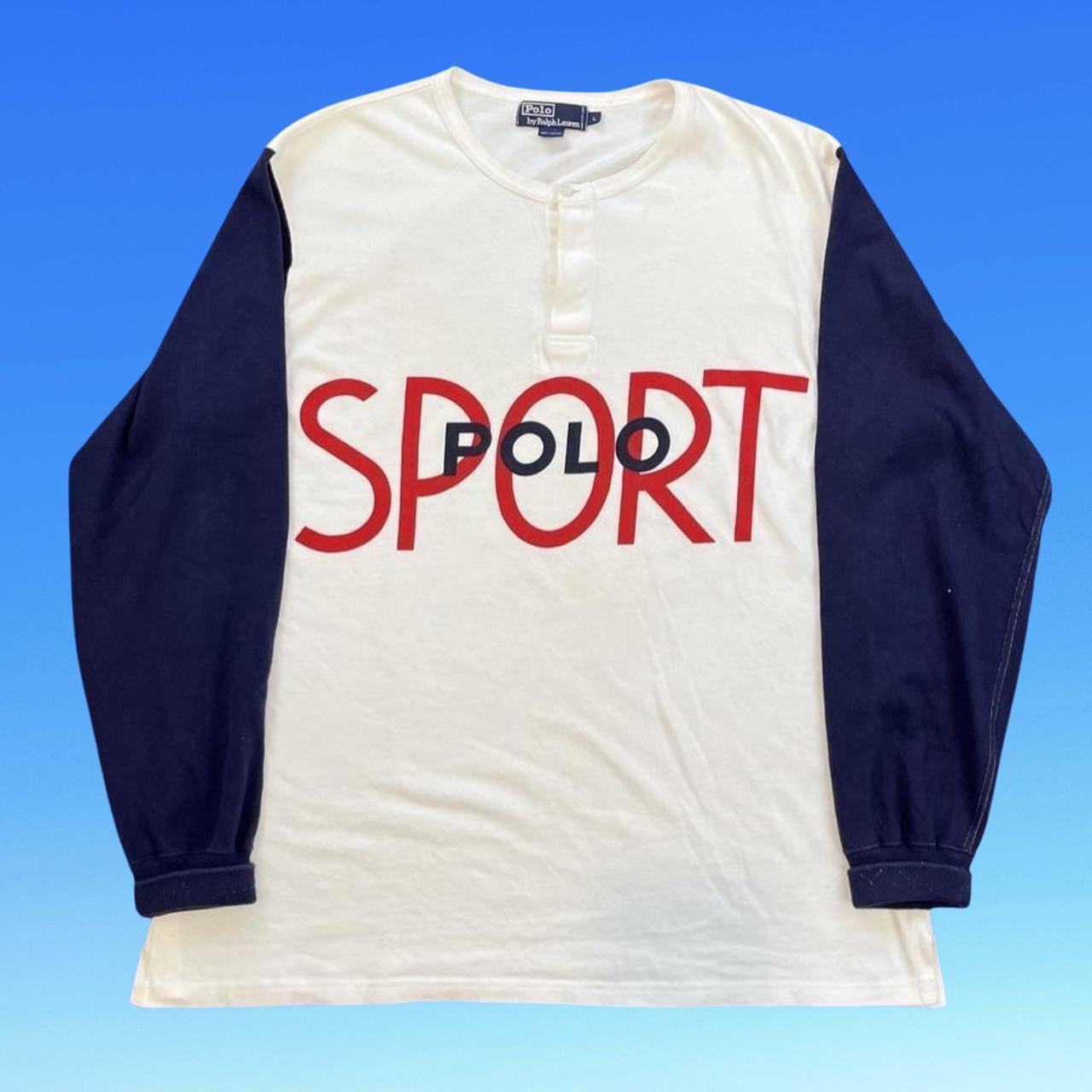 ◼️ Vintage OG Rare Polo Sport Ralph Lauren Spellout Spring 91 Henley Shirt