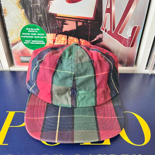 ◼️ Vintage Polo Ralph Lauren Waxed Tartan Waterproof Cap