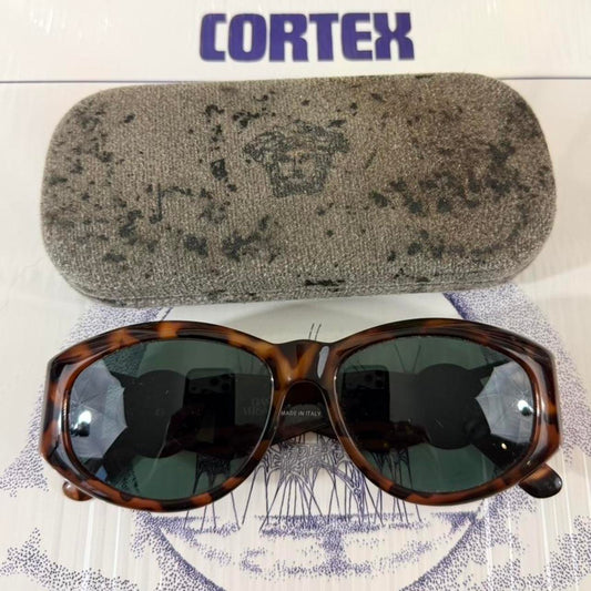 ◼️ Vintage Versace Medusa Head Gold Brown Tortoise Shell Unisex Sunglasses