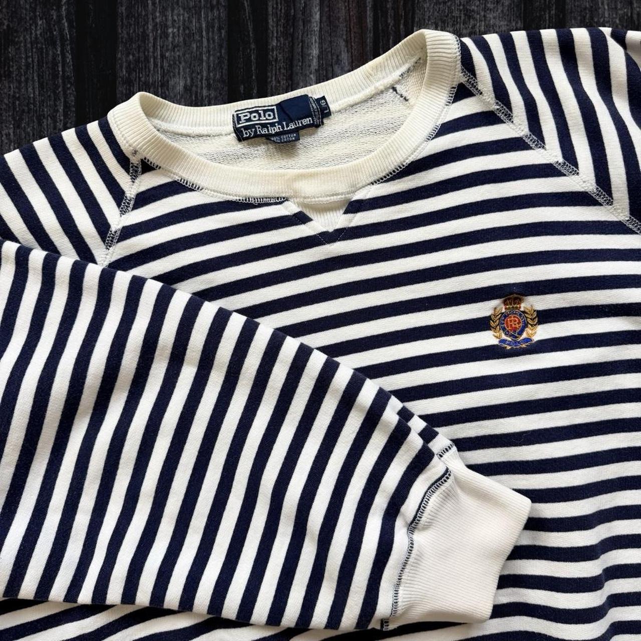 ◼️ Vintage Polo Ralph Lauren Stripe Crest Sweater