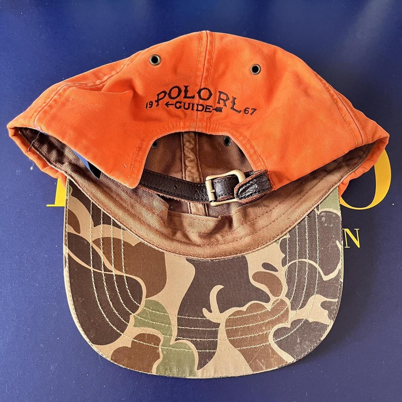 ◼️ Vintage Polo Ralph Lauren Camouflage Leather Mallard Badge Strapback Cap