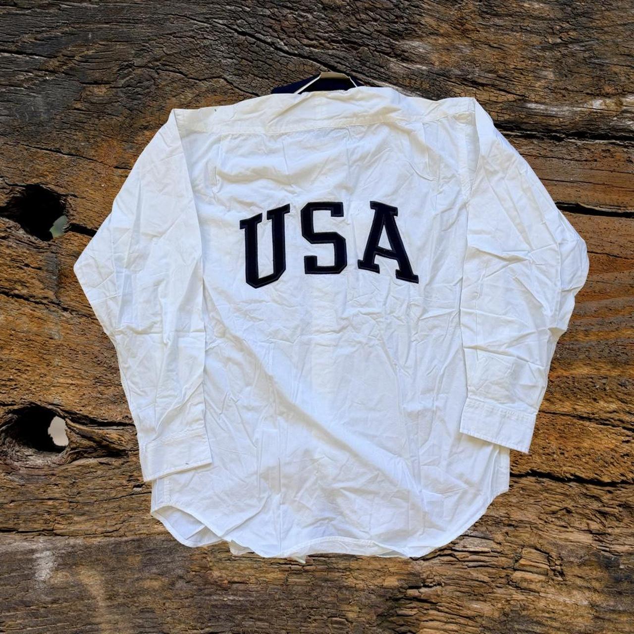 ◼️ NWT Vintage Polo Ralph Lauren USA Spellout Button Up Long Sleeve Shirt