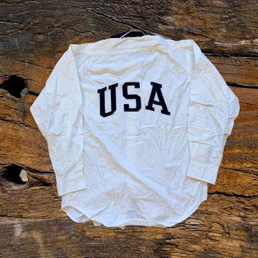 ◼️ NWT Vintage Polo Ralph Lauren USA Spellout Button Up Long Sleeve Shirt