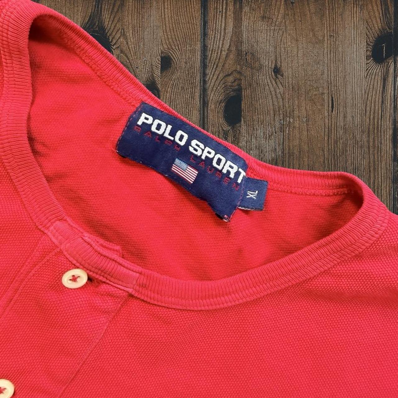 ◼️ Vintage Polo Sport Ralph Lauren Henley Spell Out T Shirt Tee