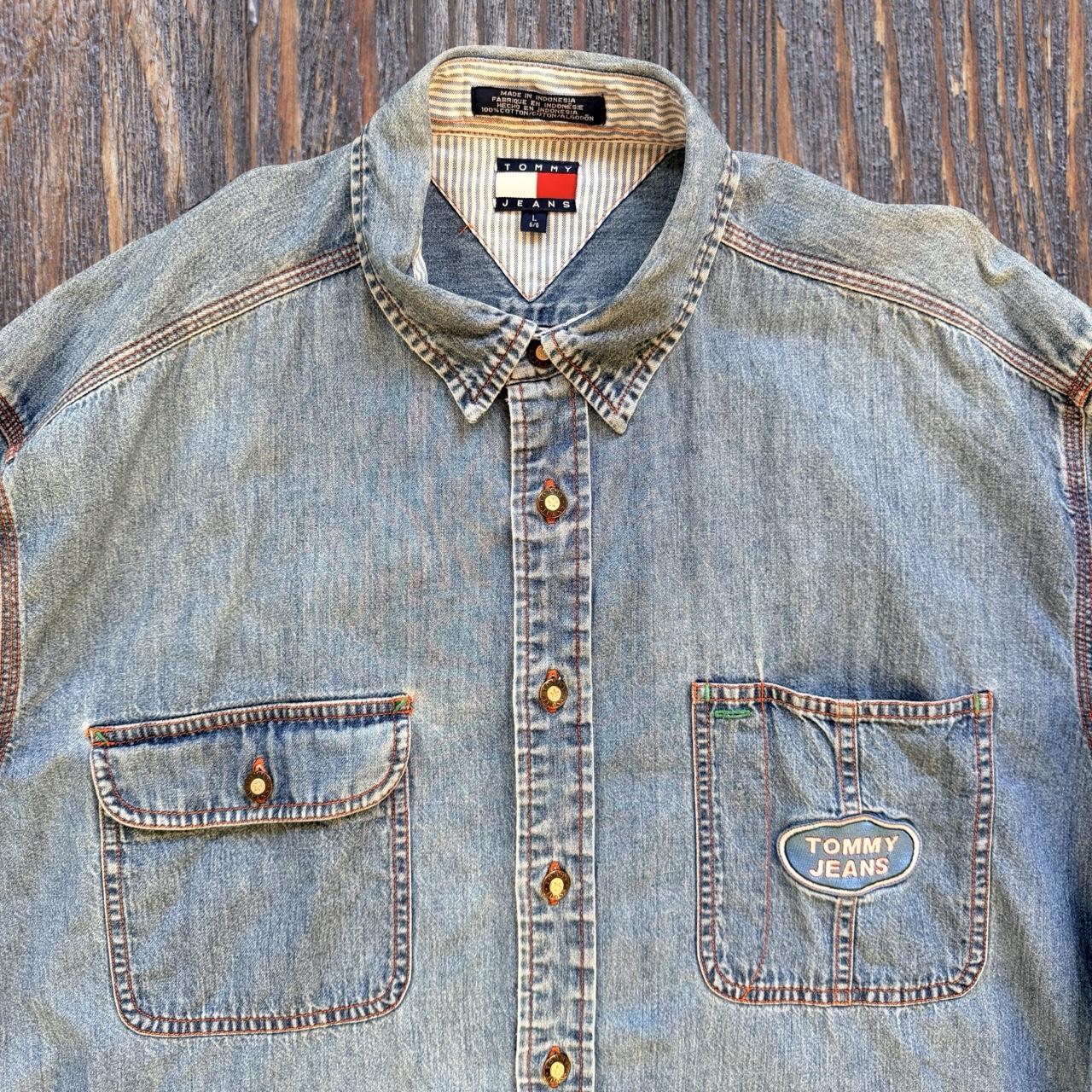 ◼️ Vintage Tommy Hilfiger Stonewashed Denim Long Sleeved Shirt