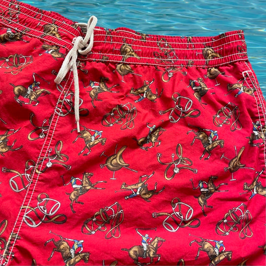 ◼️ Vintage Polo Ralph Lauren Equestrian All Over Print Swimming Shorts