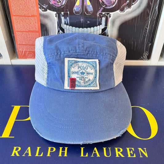 ◼️Vintage Polo Ralph Lauren Distressed Panel Mesh Long Bill Strap Back Cap