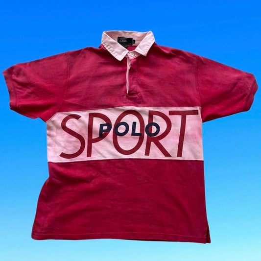 ◼️ Vintage OG Rare Polo Sport Ralph Lauren Spellout Polo Shirt 91 90s