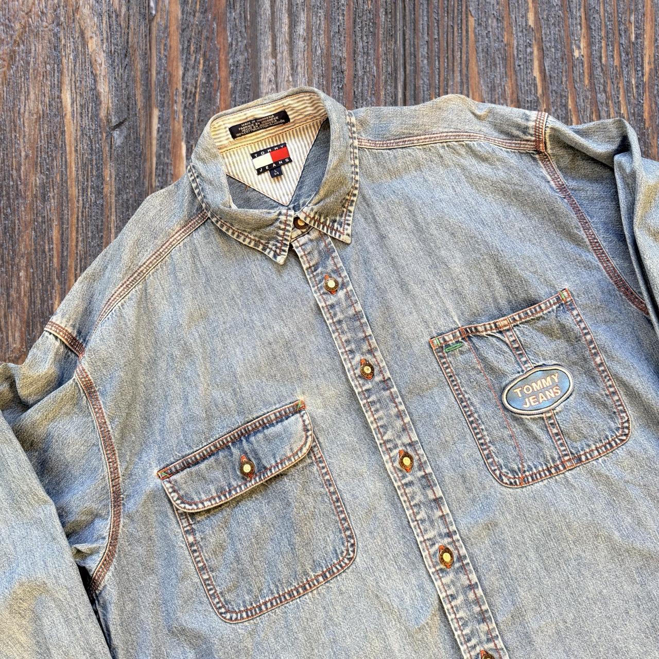 ◼️ Vintage Tommy Hilfiger Stonewashed Denim Long Sleeved Shirt