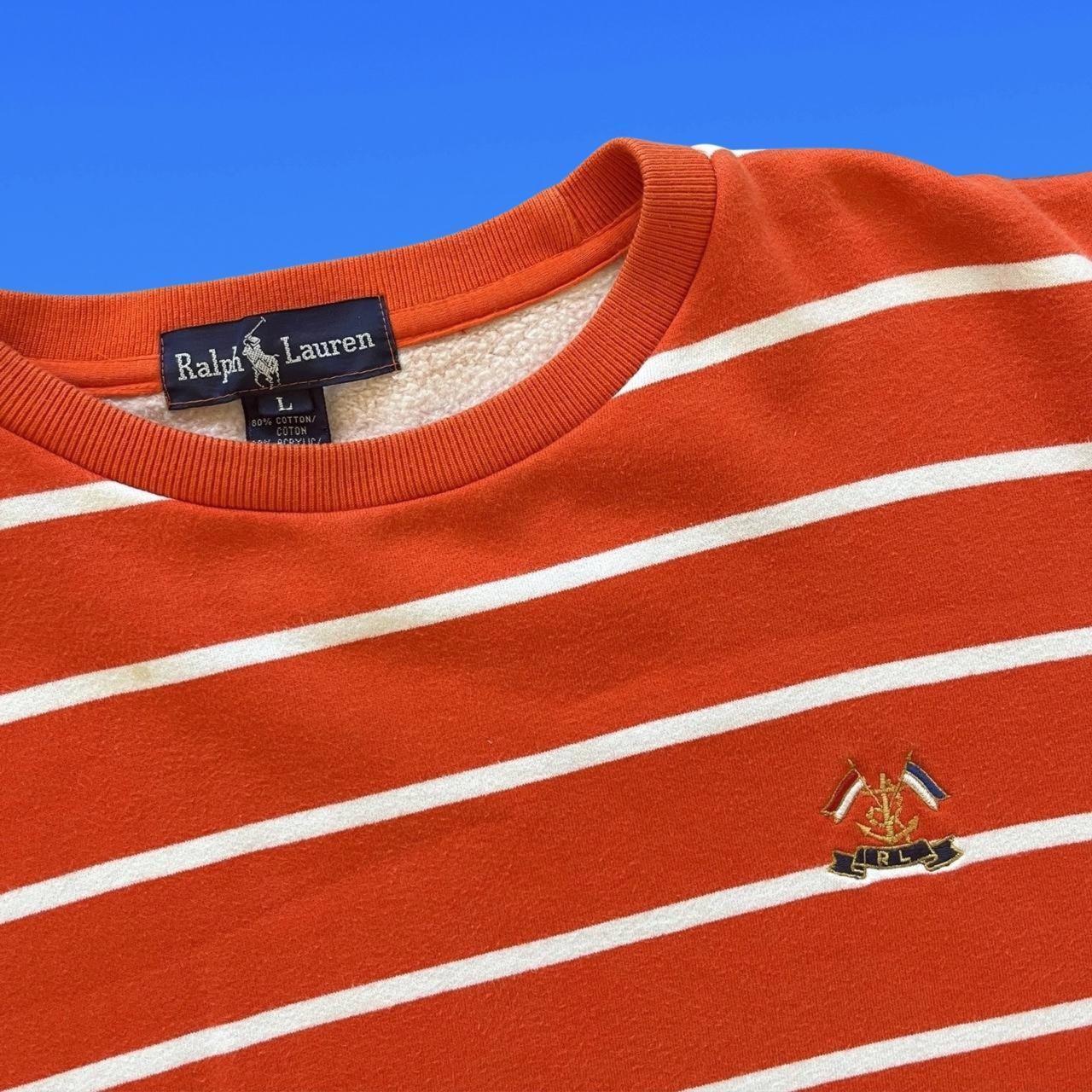 ◼️ Vintage Polo Ralph Lauren Classic Cross Flag Logo Stripe Sweater Sweatshirt Jumper