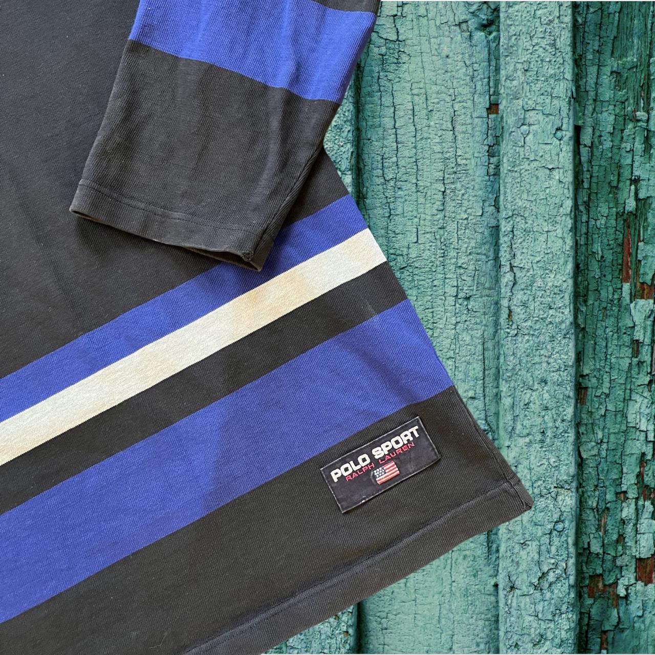 ◼️ Vintage Polo Sport Ralph Lauren Stripe Hockey Jersey Hoodie