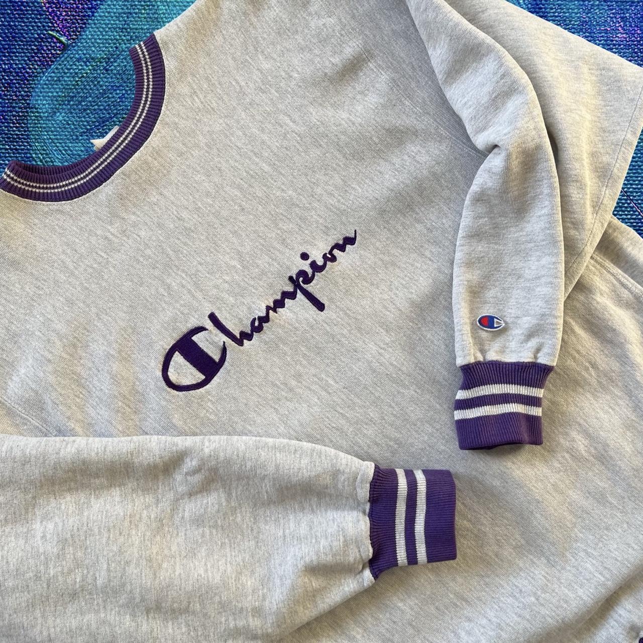 ◼️ Vintage 90s Champion Spellout Sweatshirt Striped Cuffs