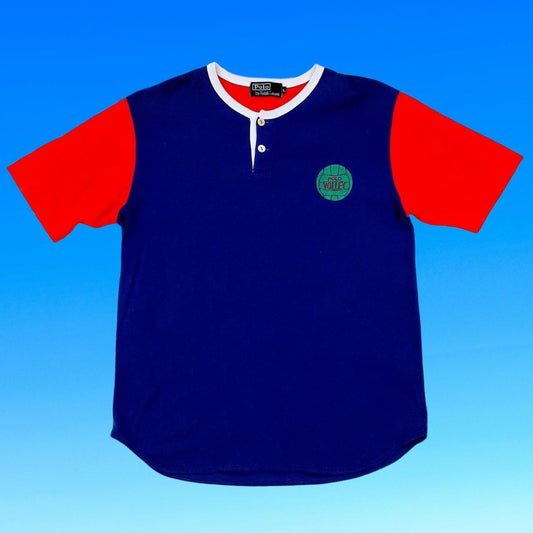 ◼️ OG Vintage Polo Ralph Lauren Volley Ball Logo Classic Spell Out T Shirt Tee Jersey