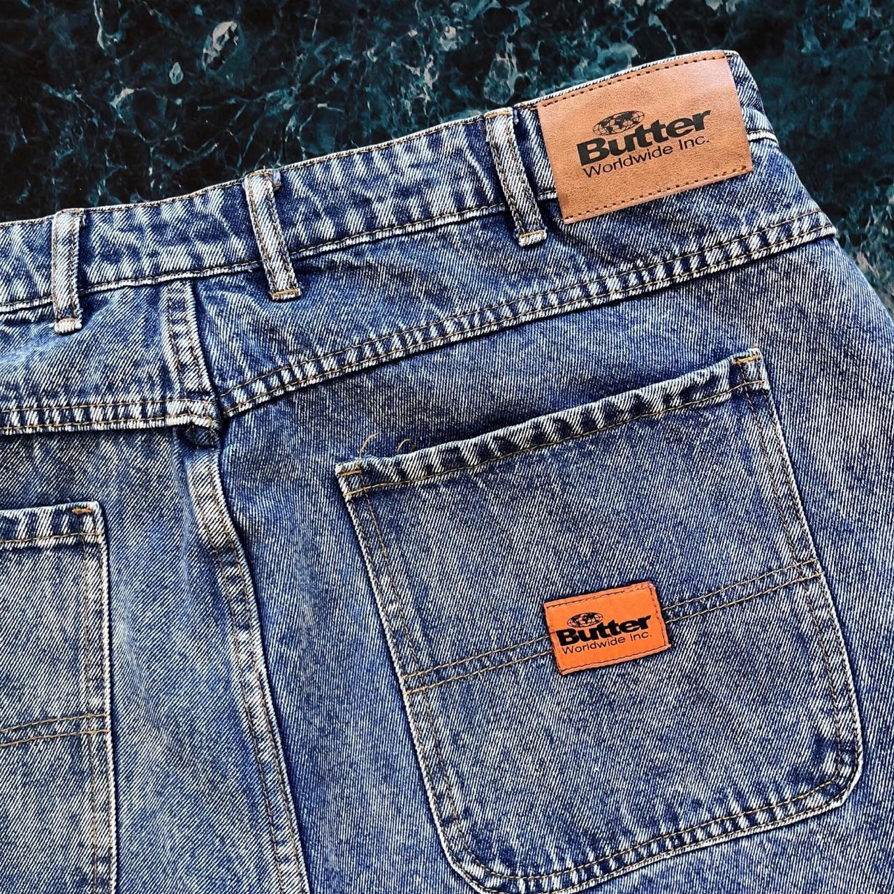 ◼️ Buttergoods Acid-wash Dark Stonewashed Baggy ‘Baggiest’ Jeans Lightweight Cotton Denim