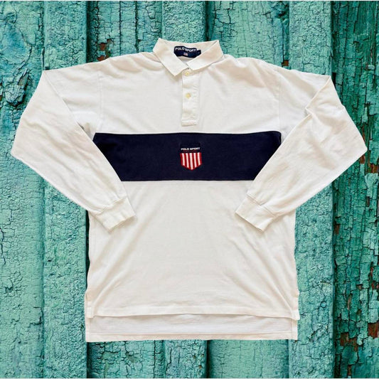 ◼️ Vintage Polo Ralph Lauren Kswiss Long Sleeve Polo Shirt