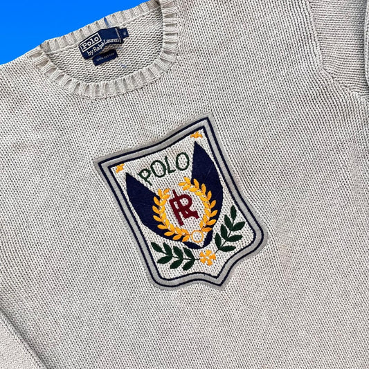 ◼️ Vintage Rare OG Polo Ralph Lauren Uni Crest Knitted Wool Sweater