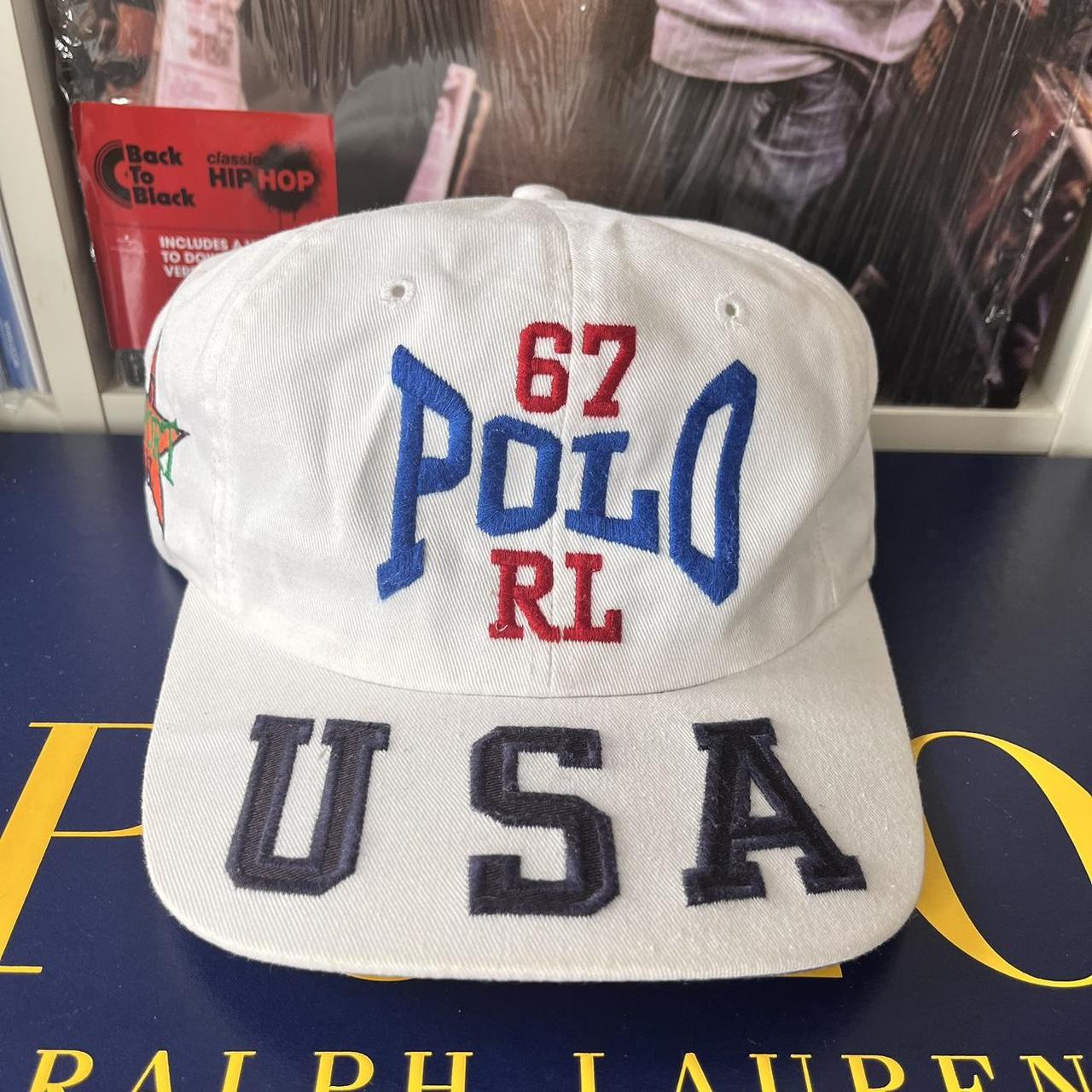 ◼️ Vintage Rare Polo Sport Ralph Lauren USA Spellout Peak Strapback Cap
