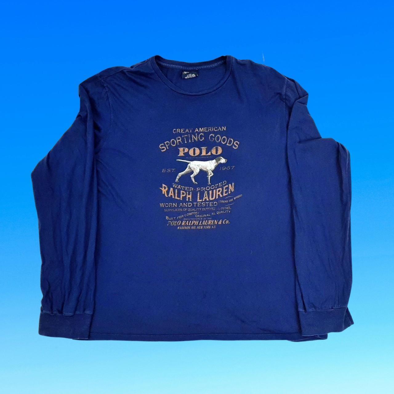 ◼️ Vintage Ralph Lauren Polo Dog Long Sleeved T Shirt Tee Dark Navy