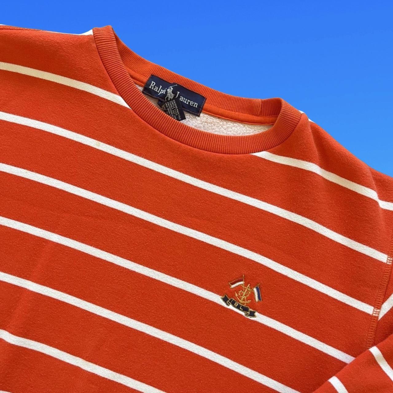 ◼️ Vintage Polo Ralph Lauren Classic Cross Flag Logo Stripe Sweater Sweatshirt Jumper