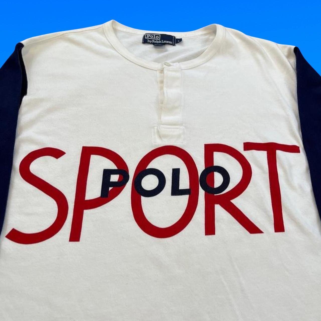 ◼️ Vintage OG Rare Polo Sport Ralph Lauren Spellout Spring 91 Henley Shirt