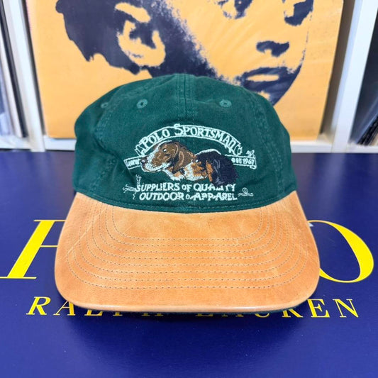◼️ Polo Sportsman Ralph Lauren Dogs Pointers Leather Peak Strapback Cap