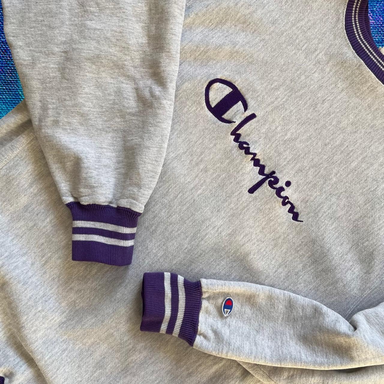 ◼️ Vintage 90s Champion Spellout Sweatshirt Striped Cuffs