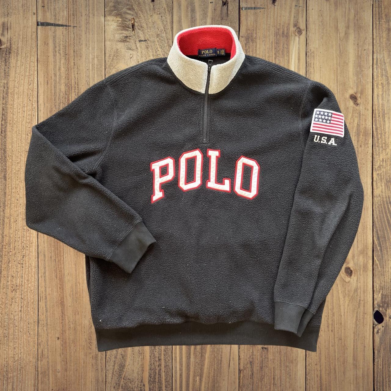 ◼️ Polo Ralph Lauren Spellout USA Patch Quarter Zip Fleece