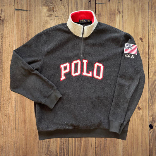 ◼️ Polo Ralph Lauren Spellout USA Patch Quarter Zip Fleece