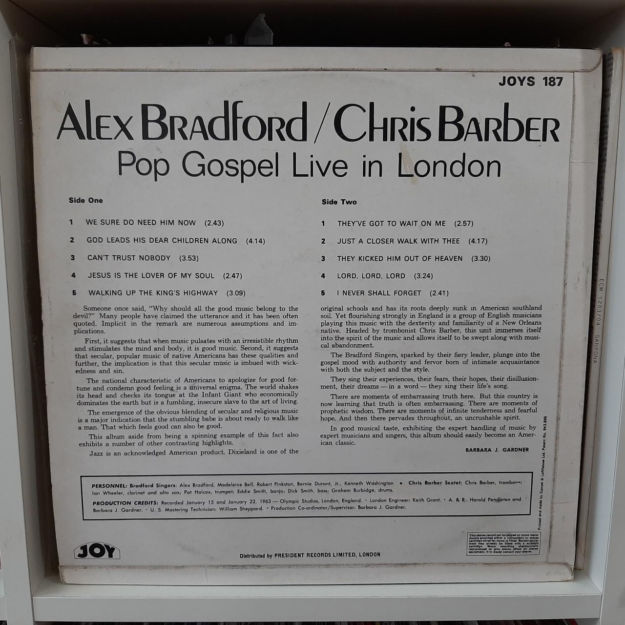 ◼️ Alex Bradford + Chris Barber - Pop Gospel Live In London 12" LP Vinyl Record
